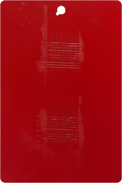 Red panel after cross-hatch adhesion test
