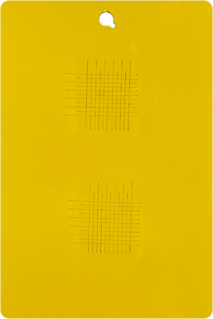 Yellow panel after cross-hatch adhesion test