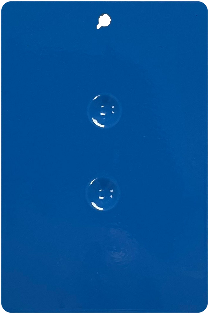 Blue panel after a 60 lb direct impact