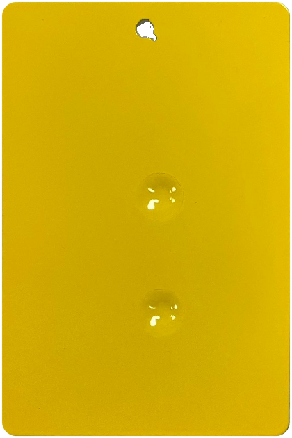 Yellow panel after a 40 lb direct impact